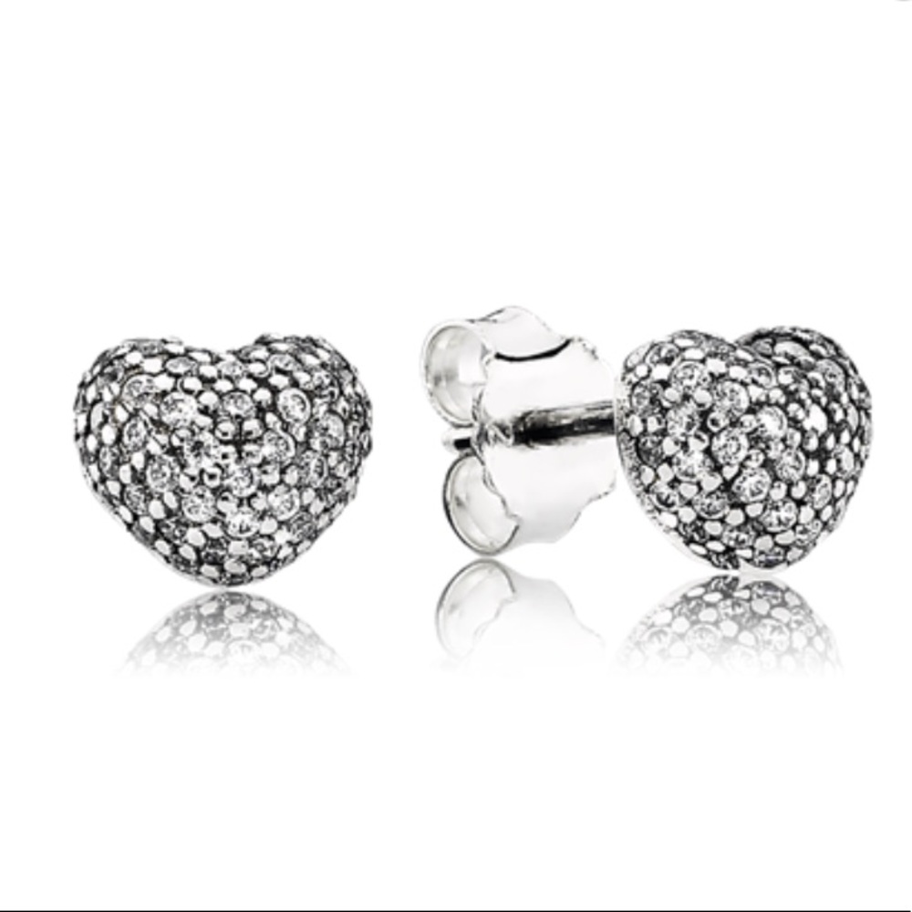 Pandora heart pave earrings